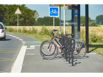 Poteau support 2 vélos avec appui en caoutchouc recyclé