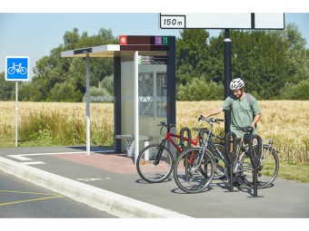 Poteau support 2 vélos avec appui en caoutchouc recyclé