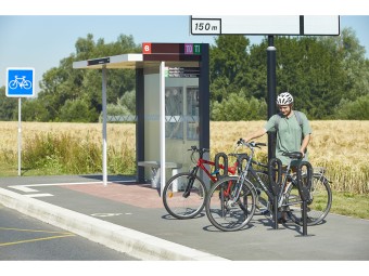 Poteau support 2 vélos avec appui en caoutchouc recyclé