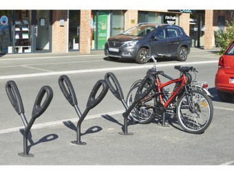 Poteau support 2 vélos avec appui en caoutchouc recyclé