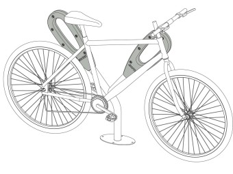 Poteau support 2 vélos avec appui en caoutchouc recyclé