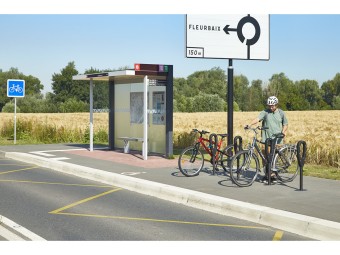Poteau support 2 vélos avec appui en caoutchouc recyclé