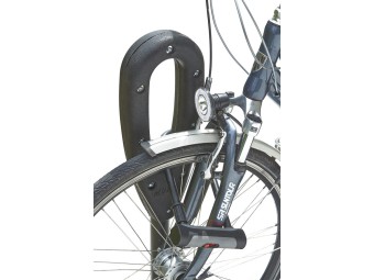 Poteau support 2 vélos avec appui en caoutchouc recyclé