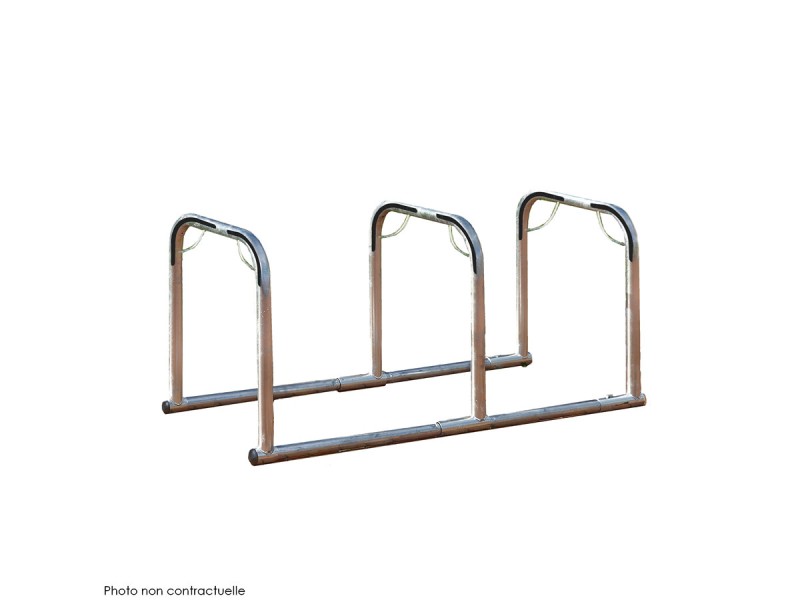 Support vélos en ligne 3 arceaux pour 6 vélos - extensible Support vélos en ligne 3 arceaux pour 6 vélos - extensible