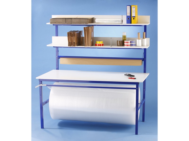 Table d'emballage - 2 tablettes et 2 dérouleurs bulles et kraft Table d'emballage - 2 tablettes et 2 dérouleurs bulles et kraft