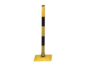 Poteau de délimitation en métal pour 1 ou 2 chaines socle rabattable