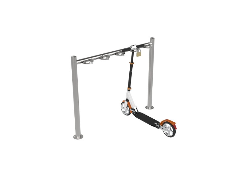 Range trottinette inox 5 placesplaces côte à côte sur platines Range trottinette inox 5 placesplaces côte à côte sur platines