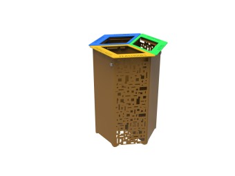 Poubelle de  tri sélectif 3 compartiments ajourés