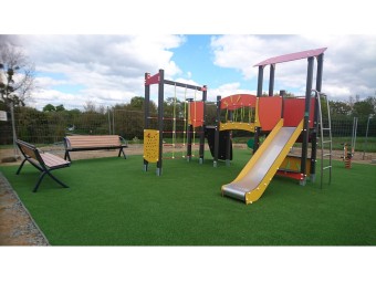 Banc public Bergerac stratifié compact avec accoudoir