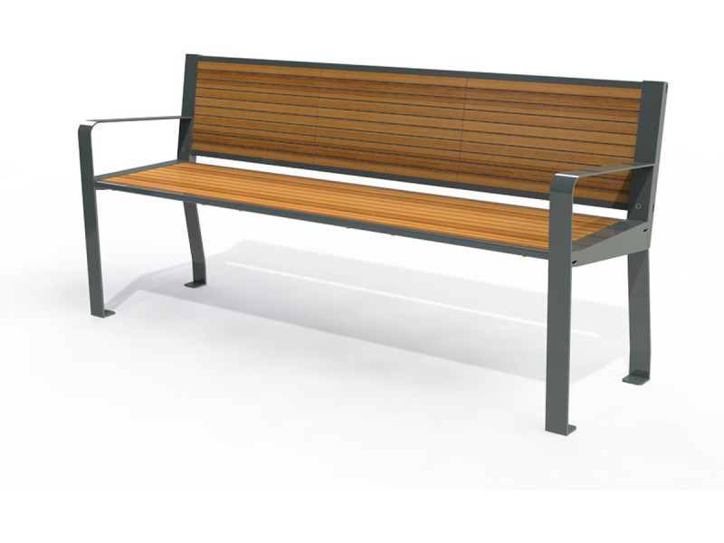 Banc public Square stratifié compact avec accoudoir