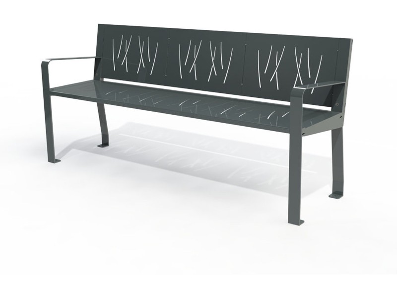 Banc public Square métal peint avec accoudoir