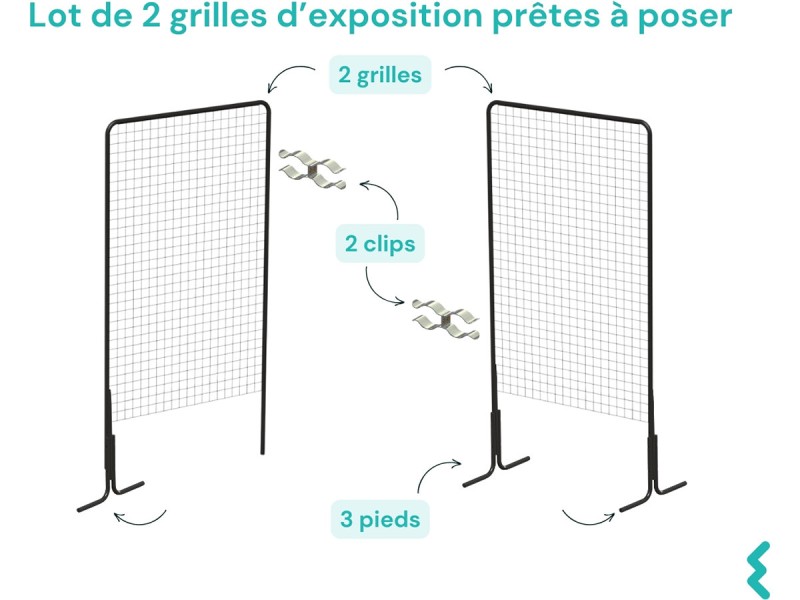 Lot de 2 grilles d'exposition prètes à poser