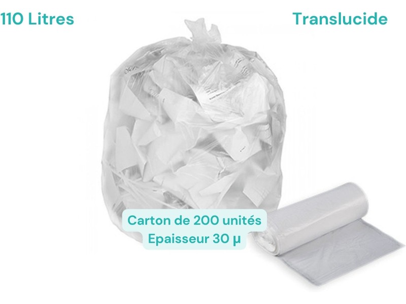 Sac poubelle translucide 110L