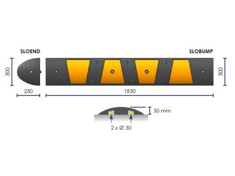 Ralentisseur monobloc ECO avec fixations asphalte - SLOBUMP