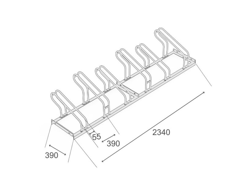 Support vélo économique R2W – Espacement 390 mm, 2 à 10 places