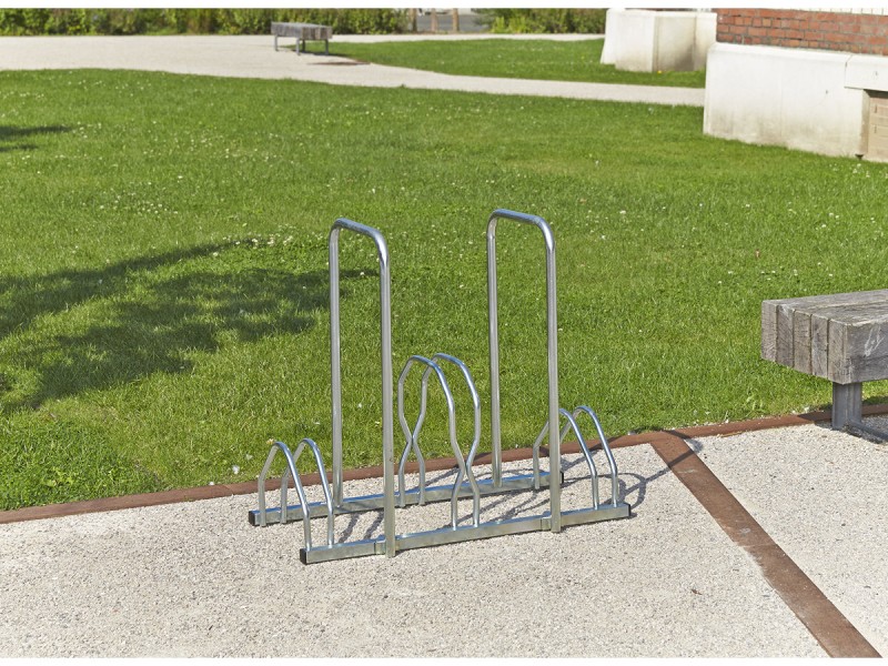 Range 3 ou 5 vélos sur 2 niveaux avec arceaux pour antivol