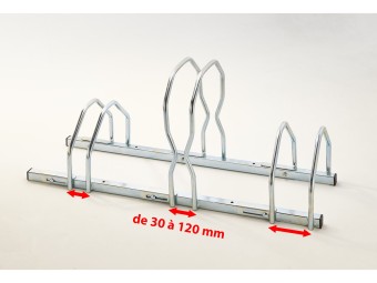 Râtelier 3 vélos sur 2 niveaux pour fat bike - largeur pneu ajustable