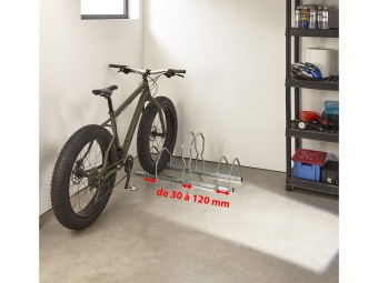 Râtelier 3 vélos sur 2 niveaux pour fat bike - largeur pneu ajustable