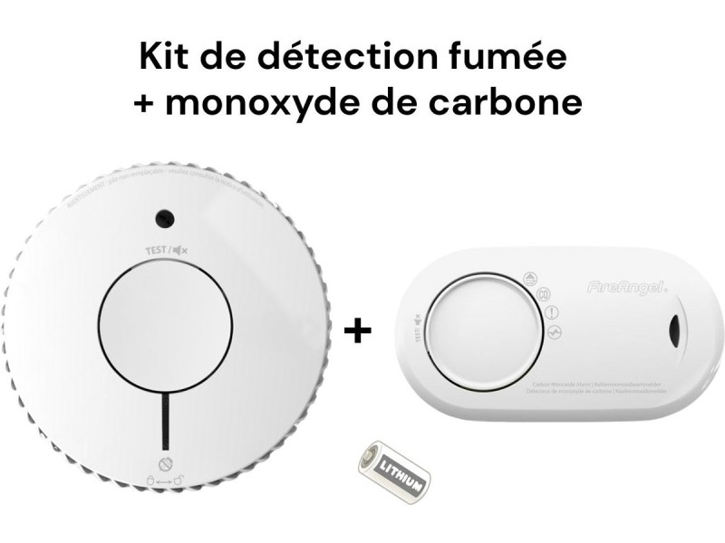Kit de détection autonome fumée + monoxyde de carbone