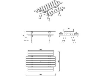 Table de pique-nique bois BRÉHAT PMR