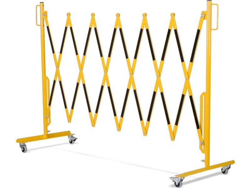 Barrière extensible mobile en acier sur roulettes