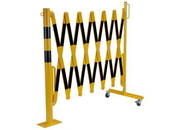 Barrière extensible en acier avec poteau sur platine fixe