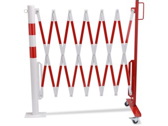 Barrière extensible en acier avec poteau sur platine fixe