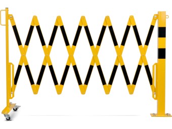 Barrière extensible en acier avec poteau sur platine fixe