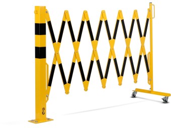 Barrière extensible en acier avec poteau sur platine fixe