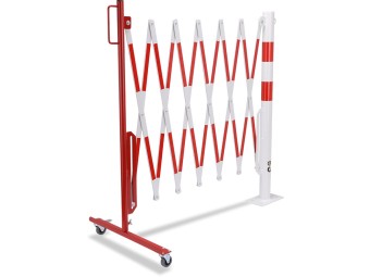 Barrière extensible en acier avec poteau sur platine fixe