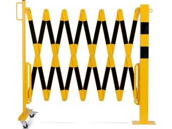 Barrière extensible en acier avec poteau sur platine fixe