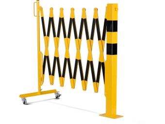 Barrière extensible en acier avec poteau sur platine fixe