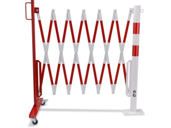 Barrière extensible en acier avec poteau sur platine fixe