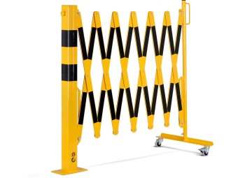 Barrière extensible en acier avec poteau sur platine fixe