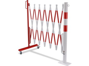 Barrière extensible en acier avec poteau sur platine fixe