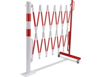 Barrière extensible en acier avec poteau sur platine fixe