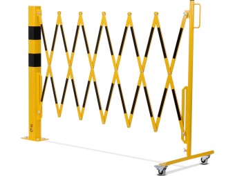 Barrière extensible en acier avec poteau sur platine fixe