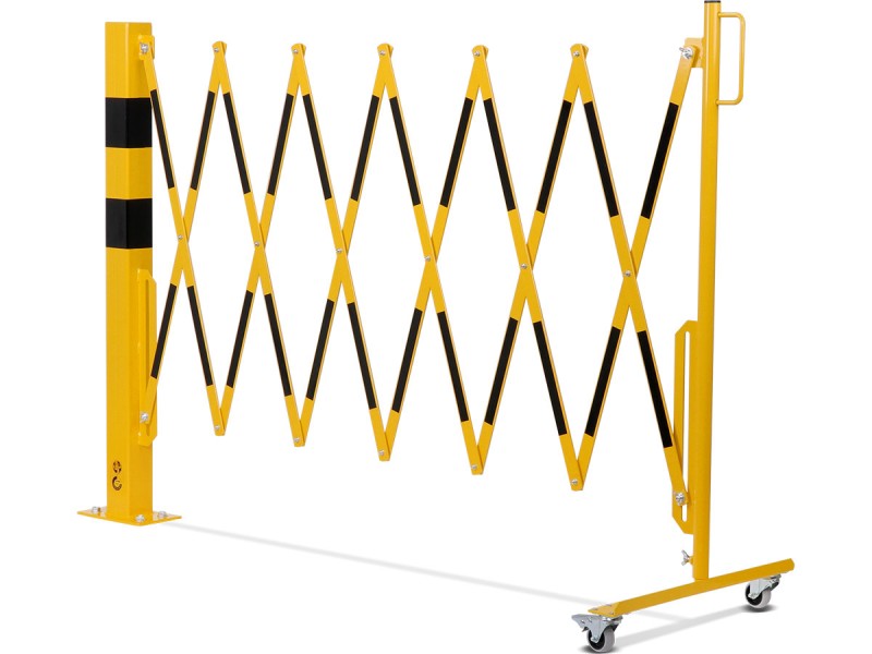Barrière extensible en acier avec poteau sur platine fixe