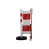 Barrière extensible en acier avec poteau sur socle mobile lesté