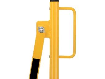 Barrière extensible en acier avec poteau sur socle mobile lesté