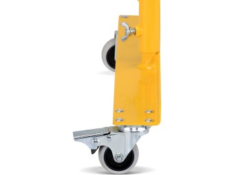 Barrière extensible en acier avec poteau sur socle mobile lesté