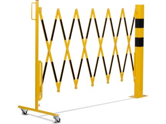 Barrière extensible en acier avec poteau sur platine fixe