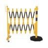 Barrière extensible en acier avec poteau sur socle mobile lesté