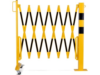 Barrière extensible en acier avec poteau sur platine fixe