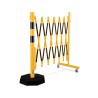 Barrière extensible en acier avec poteau sur socle mobile lesté