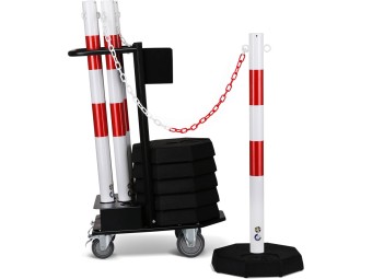 Chariot avec 6 poteaux, 25m de chaîne et 6 socles