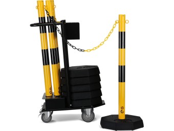 Chariot avec 6 poteaux, 25m de chaîne et 6 socles