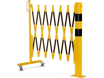 Barrière extensible en acier avec poteau sur platine fixe