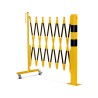 Barrière extensible en acier avec poteau sur platine fixe