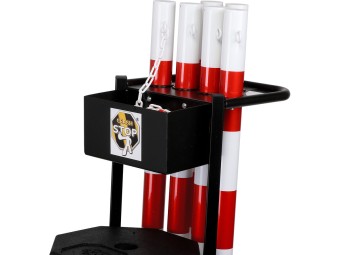 Chariot avec 6 poteaux, 25m de chaîne et 6 socles